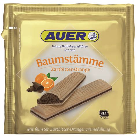 Verpackung der Auer Baumstämme Zartbitter-Orange