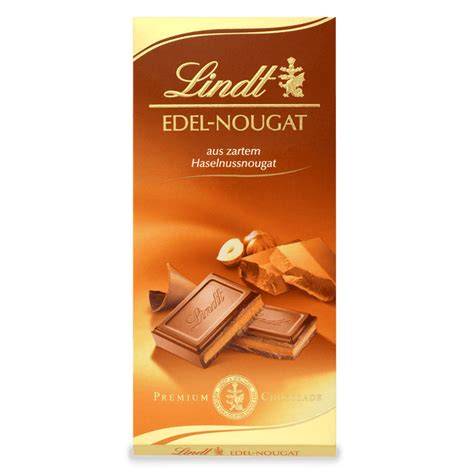 Verpackung und Design des Lindt Edel Nougat Riegels