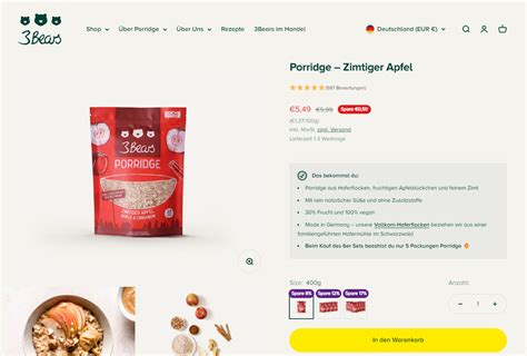 Verpackung und unvollständige Produktseite