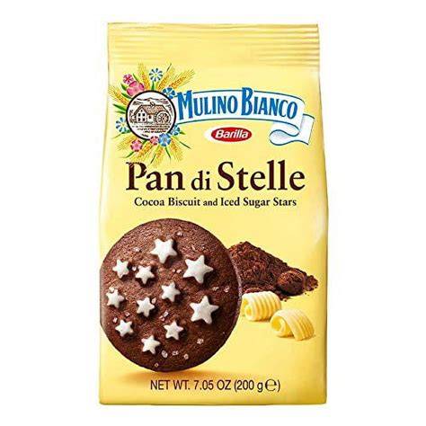 Verpackung von Pan di Stelle Mulino Bianco und regionale Karte Italiens
