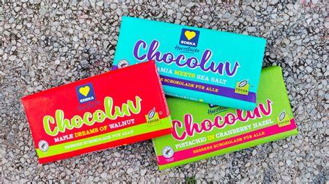 Verpackungsvergleich Tony’s Chocolonely und Edekas Chocoluv