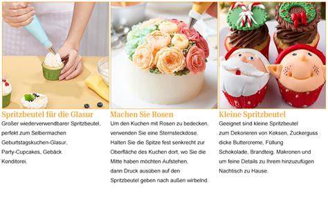 Verschieden dekorierte Torten: mit Spritzbeutel, Schokolade, Früchten und Zuckerdekor