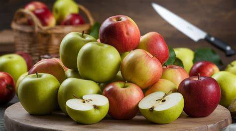 Verschiedene Apfelsorten für Apfelkuchen (Boskop, Elstar, Braeburn)