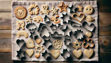 Verschiedene Ausstechformen und Dekorationsmaterialien für Lebkuchen auf Tisch