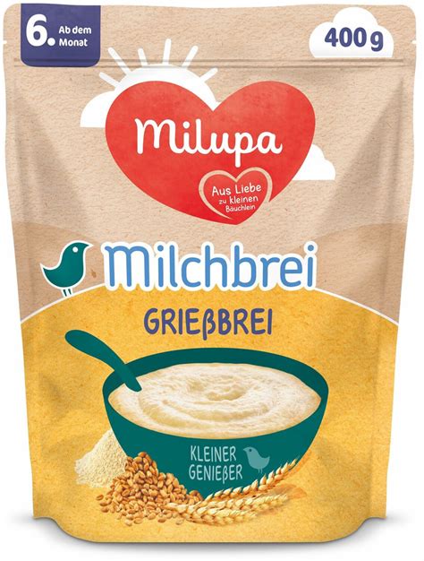 Verschiedene Babybreisorten: Schmelzflocken, Milchbrei, Getreidebrei