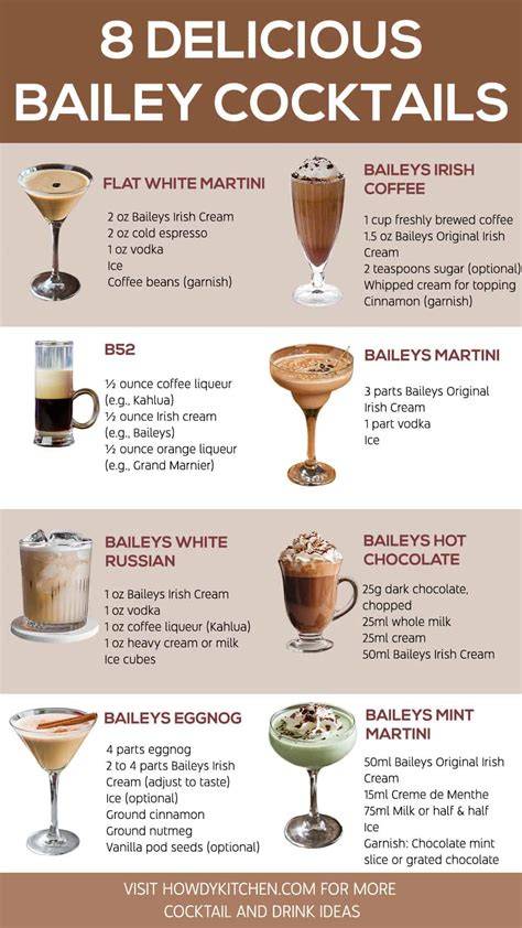 Verschiedene Baileys Cocktails mit Schokoladen- und Orangen-Noten