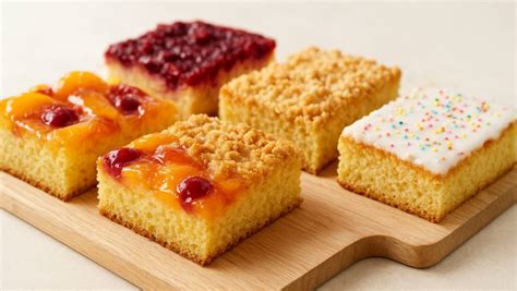 Verschiedene Blechkuchen in bunten Variationen auf einer Geburtstagsparty