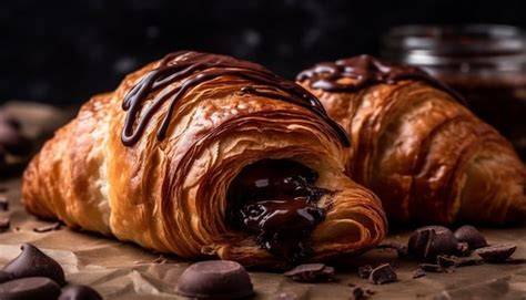 Verschiedene Croissant-Varianten: Schokolade, Butter, gefüllt