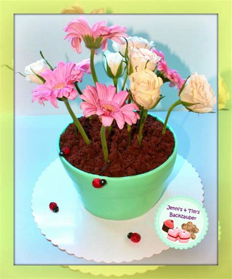 Verschiedene Dekoideen für Blumentopf Torten