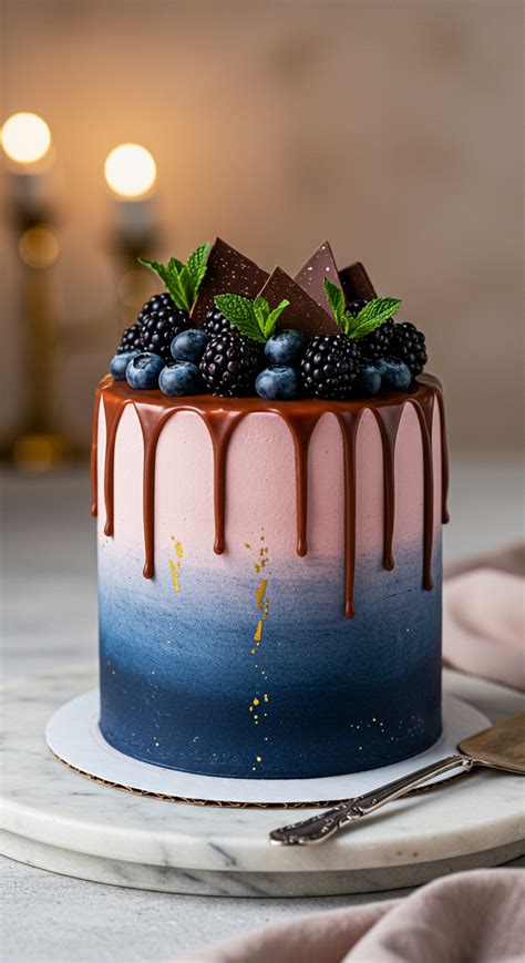 Verschiedene Füllungen und Dekorationen: Ombré, Blattgold, Beeren