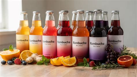 Verschiedene Flaschen mit Kombucha