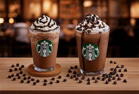 Verschiedene Frappuccino-Varianten: Caramel, Java Chip, White Chocolate
