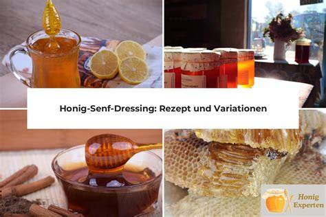 Verschiedene Honig-Senf-Dressing Variationen in kleinen Schalen
