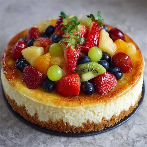 Verschiedene Käsekuchen mit Tortenguss und Früchten