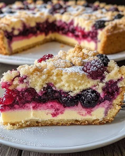 Verschiedene Käsekuchen-Variationen mit Früchten, Streuseln und Mohn