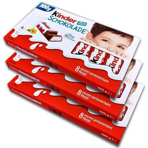 Verschiedene Kinderschokolade-Produkte für Tortenvarianten