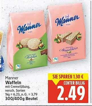 Verschiedene Manner Waffeln Sorten im Regal