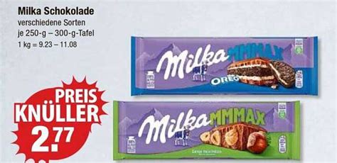 Verschiedene Milka Schokolade Riegel im Vergleich