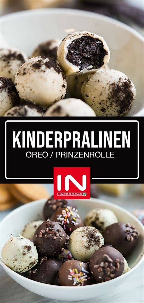 Verschiedene Pralinenvarianten: Oreo, Aprikose, Prinzenrolle