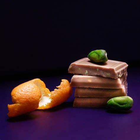 Verschiedene Pralinenvarianten: Walnuss, Pistazie, Orange