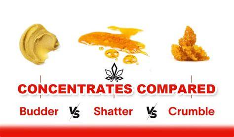 Verschiedene Rosin-Konsistenzen: Budder, Shatter, Öl