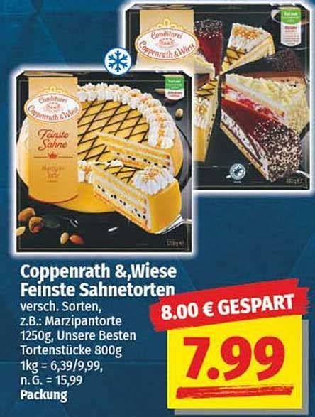 Verschiedene Sahnetorten Coppenrath & Wiese: Banana-Split, Erdbeer-Frischkäse, Mandel-Bienenstich
