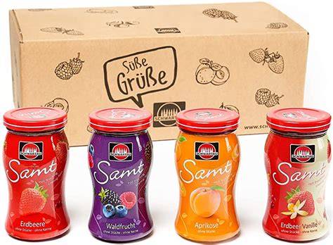 Verschiedene Samt Marmelade Sorten im Glas