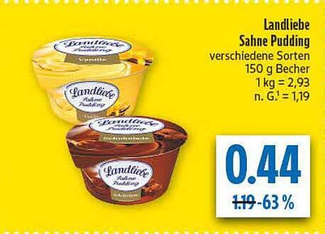 Verschiedene Sorten Sahne Pudding Aldi Süd