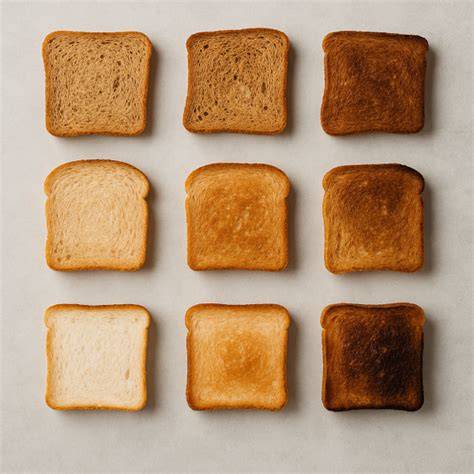 Verschiedene Toastbrotsorten nebeneinander gelegt
