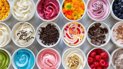 Verschiedene Toppings für Frozen Yogurt