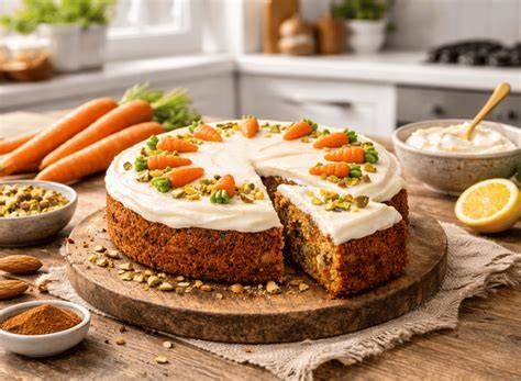 Verschiedene Varianten: Karottenkuchen, Obsttorte, Wassermelonentorte