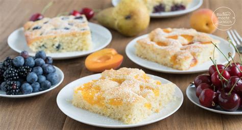 Verschiedene Variationen: Blechkuchen, Springform, Obstbelegt