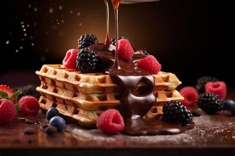 Verschiedene Waffel‑Toppings: Beeren, Sauce, Schokolade