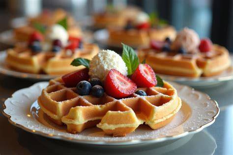 Verschiedene Waffelvariationen im Café Waffel