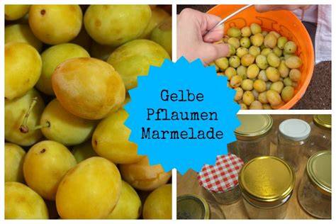 Verschiedene Zutaten für Pflaumenmarmelade: Gelbe Pflaumen, Gelierzucker, Gewürze