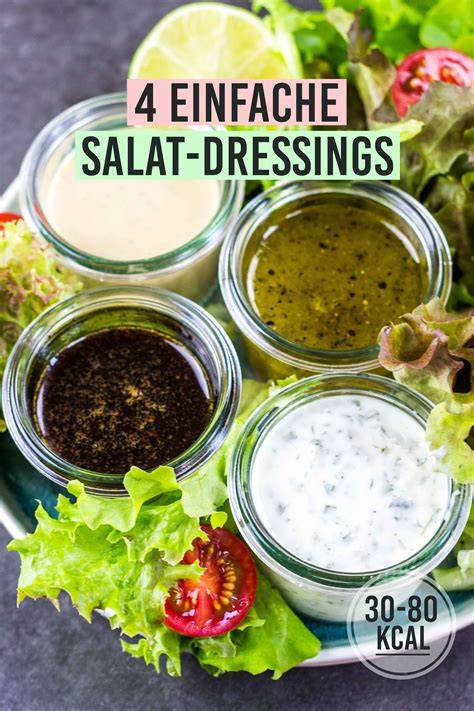 Verschiedene frische Zutaten für Salat und Dressing