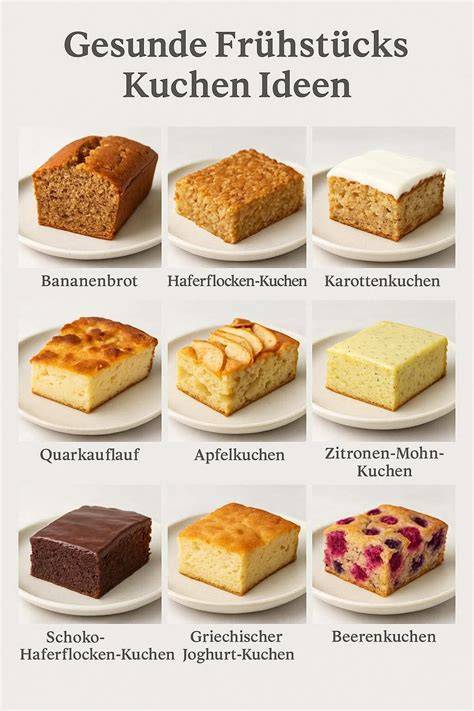 Verschiedene gesunde Kuchen: Bananenbrot, Heidelbeerkuchen, Apfelkuchen