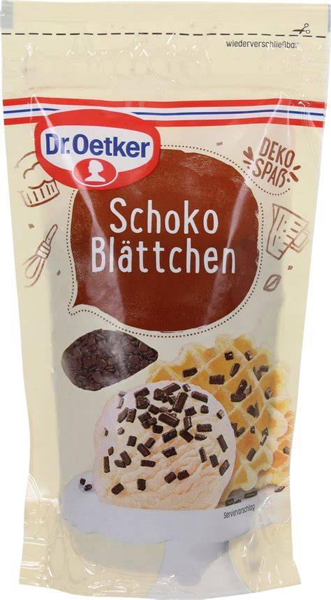 Verwendungsmöglichkeiten Dr. Oetker Schoko Blättchen auf Torte und Dessert
