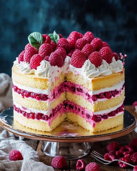 Verzierte Himbeertorte mit Spritztülle