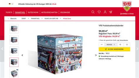 VfB Stuttgart Adventskalender mit Schoko-Motiven