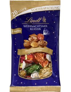 Vielfältige Auswahl der Lindt Weihnachtsmix Klassik Pralinen in dekorativer Weihnachtsverpackung