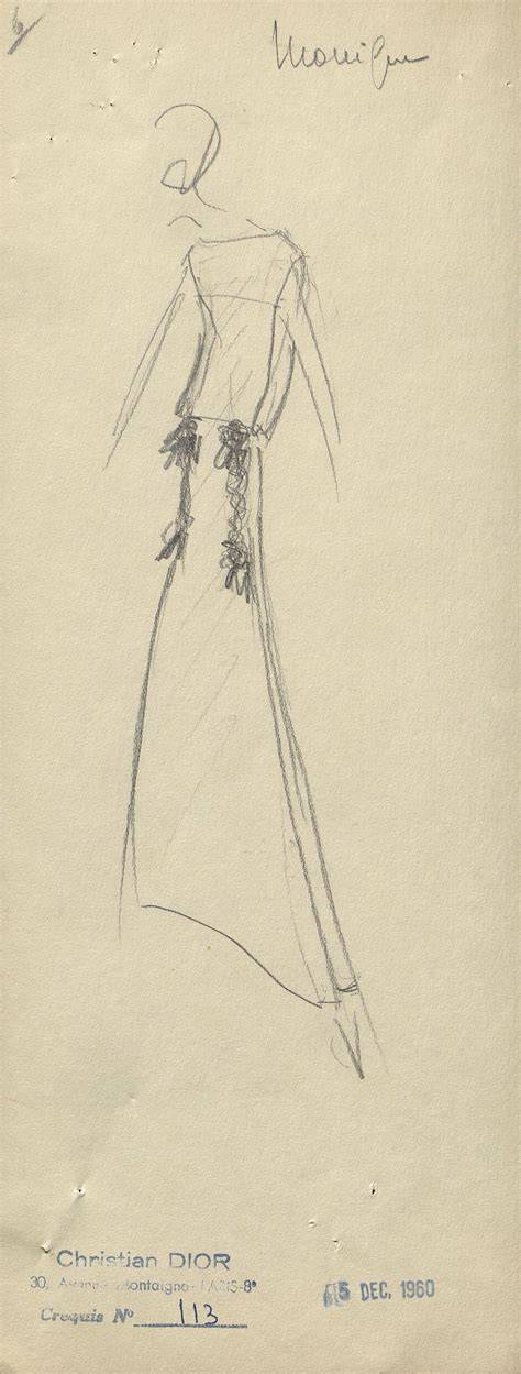 Vintage-Modezeichnung von Christian Dior