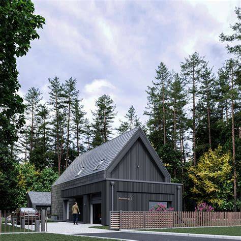 Visualisierung des Projekts Ferienhaussiedlung Sandholm mit Holzbau