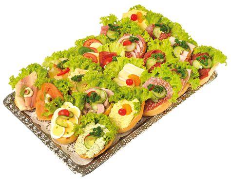 Vitrine mit belegten Brötchen und Fladenecken