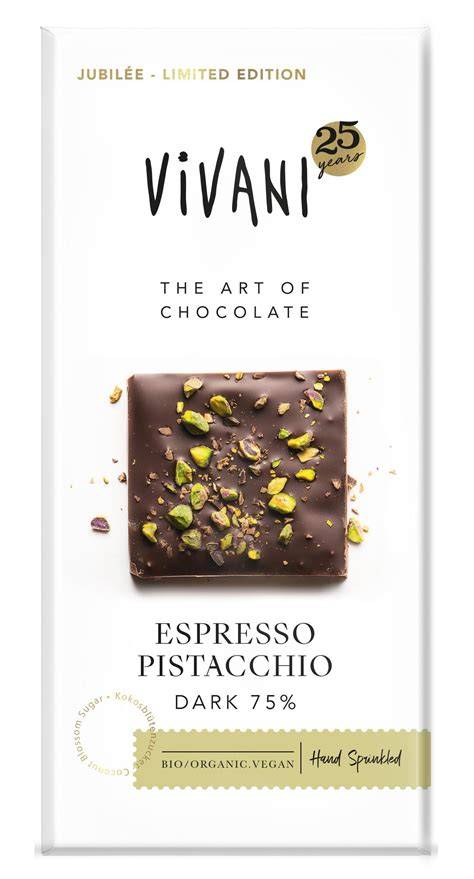Vivani Schokoladensorten Espresso Pistacchio und Cremosini