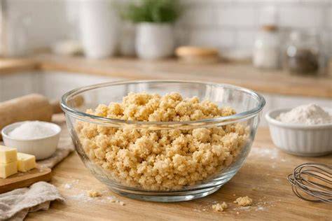 Vorbereitete Streusel in Schüssel