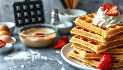 Vorheizen des Waffeleisens und Portionieren des Teigs