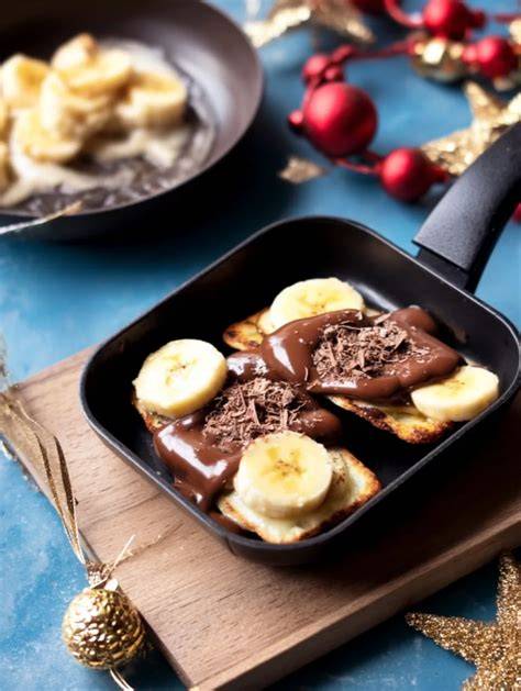 Waffel-Pfännchen mit Banane und Nuss-Nougat-Creme