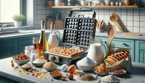 Waffeleisen und Zutaten für Omelett Waffeln