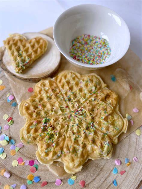 Waffeln in einer Spitztüte, dekoriert mit bunten Streuseln